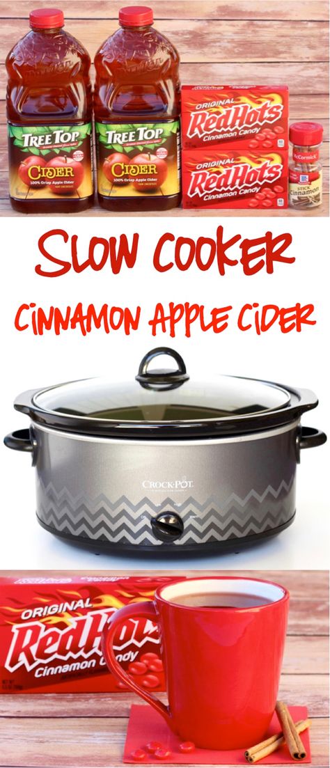 Crock Pot Cinnamon Apple Cider Recipe!  Just 3 ingredients and perfect for parties!! | NeverEndingJourneys.com Wassil Recipe, Crockpot Apple Cider, Crockpot Drinks, Hot Apple Cider Recipe, Cider Recipes, Wassail Recipe, Xmas Drinks, Crockpot Apple, Potpourri Recipes