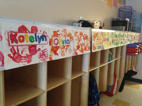 Cute easy cubby tag Cubby Names Preschool, Cubby Picture Ideas Preschool, Preschool Cubbies Ideas Name Tags, Spring Cubby Tags Preschool, Preschool Cubby Name Tags, Cubby Tag Ideas, Preschool Cubbies Ideas, Spring Cubby Tags, Storage Cubby Ideas