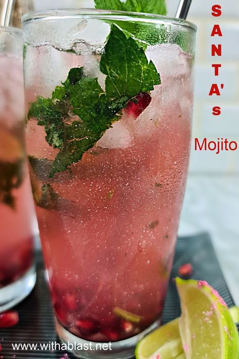 Santa's shimmering Mojito Easy Mojito Recipe, Fun Party Drinks, Mojito Drink, Kid Friendly Drinks, Strawberry Mojito, Refreshing Drinks Recipes, Mojito Recipe, Eggnog Recipe, Delicious Drink Recipes