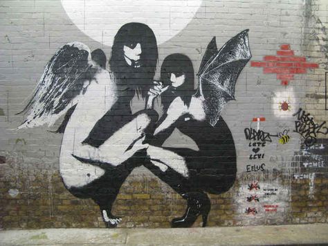 Succubus / Incubus | The Definitive Ranking Of Dangerous Supernatural Creatures Goth Graffiti, Asphalt Art, Beautiful Graffiti, Nice Images, Banksy Canvas Prints, Banksy Art, Incredible Art, Banksy Canvas, Best Street Art