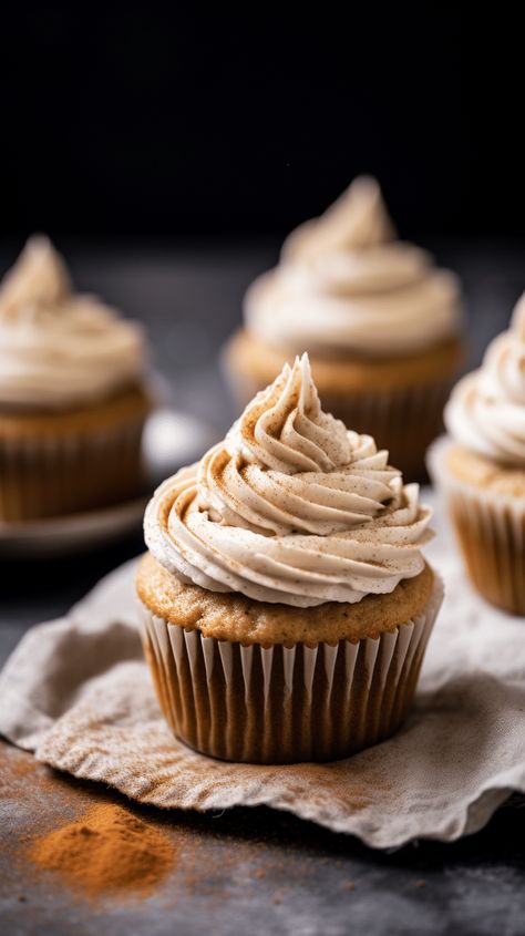 Vanilla Chai Pumpkin Spice Latte Cupcakes [50 Minutes] – Chasety Pumpkin Latte Cupcakes, Dainty Cakes, Grilled Chicken Alfredo, Pumpkin Spice Latte Cupcakes, Brown Sugar Frosting, Gingerbread Cupcakes, Animated Photos, Pumpkin Chai, Food Aesthetics