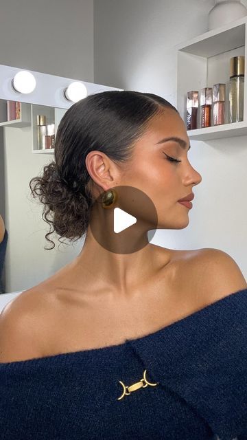 Olivia 🧡 Curls, Beauty, Fashion on Instagram: "This low curly bun is perfect for any formal event ✨👌🏽 Products used: As I Am Rosemary Spray Water Bread Hair Gel  Cantu Avocado Hydrating Gel #curls #curlyhair #hairstyle #curlyinspo #bun #updo #tutorial" Curled Hair Bun Updo, Gel Back Bun, Hairstyles Bun Curly Hair, High Bun Hairstyles Curly Hair, Naturally Curly Low Bun, Curly Bun Hairstyles Wedding, Easy Curly Hair Updo Tutorials, Low Bun Hoco Hairstyles, Curly Hairstyles Low Bun