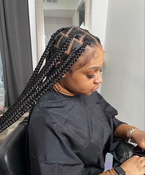 Easy Hairstyles Braids Black, Parting Technique, Aesthetic Surgeon, Medium Hair Braids, Hair Tea, Parting Hair, Braided Hairstyles For Black Women Cornrows, Big Box Braids Hairstyles, Box Braids Hairstyles For Black Women