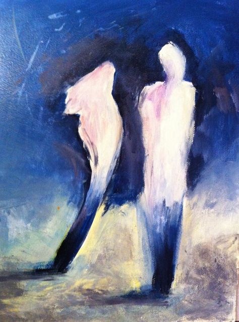 Right Person Wrong Time Painting, Soul Painting Inspiration, Platonic Soulmate Art, Winter Abstract Painting, Soulmate Love Art Painting, Lovers Painting Abstract, Falling In Love Painting, Tragic Love Art, Soulmates Painting