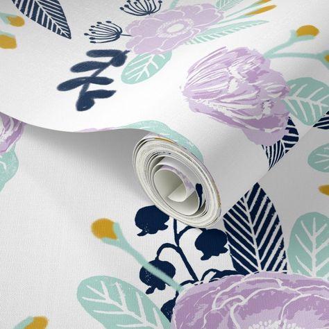 If you're looking for a relaxing, stress-free bedroom wallpaper, look no further than these leaves. With a soft and gentle feel, they're perfect for any bedroom. Purple Flower Girls, Purple Rooms, Wallpaper Accent Wall, Floral Nursery, Drawer Liners, Peel Stick Wallpaper, Linen Texture, Leaf Wallpaper, Wallpaper Bedroom