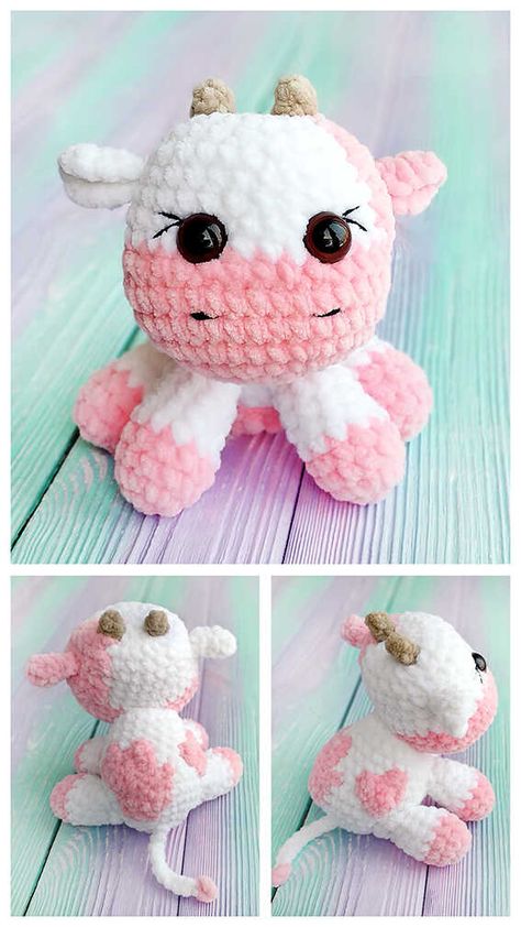 Pink Cow Crochet Pattern Free, Arimagumi Free, Chunky Crochet Cow Pattern Free, Cute Pig Crochet Pattern Free, Crochet Cow Ragdoll Free Pattern, Fuzzy Yarn Crochet Patterns, Crochet Baby Animals Free Pattern, Crochet Bunnies Pattern Free, Small Cow Crochet Pattern Free