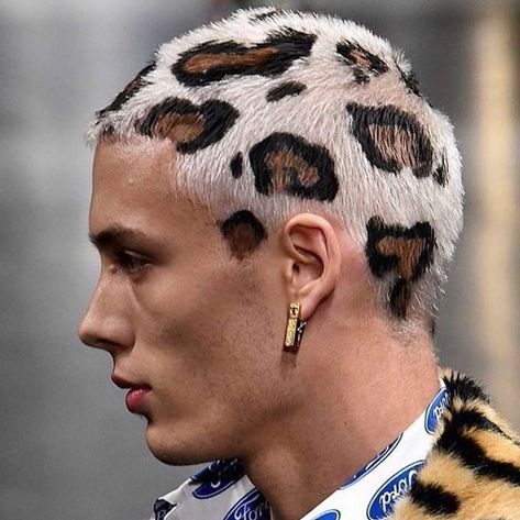 Cheetah Print Hair, Cheetah Hair, Shaved Head Designs, Dyed Hair Men, Shaved Hair Designs, Leopard Print Hair, Leopard Hair, Haircut Designs, Cool Hairstyles For Men