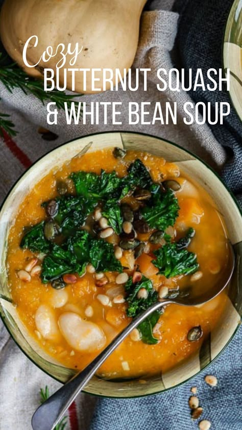 Bean And Squash Soup, Butternut Squash Stew Crockpot, Butternut White Bean Soup, Butternut Squash Black Bean Soup, Bean Squash Soup, Butternut Squash Kale And White Bean Soup, White Bean Squash Soup, Kale Butternut Squash Soup, Turkey Sausage White Bean Butternut Squash Soup