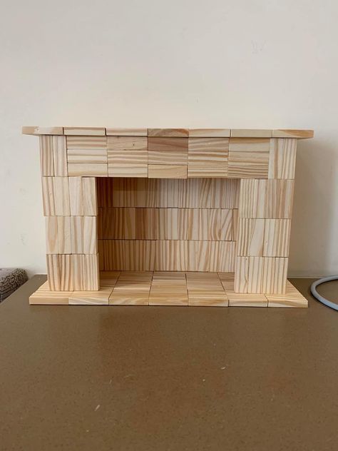 Jenga Doll Furniture, Mini Jenga Block Crafts, Diy Jenga Blocks Ideas, Wooden Blocks Diy, Jenga Crafts, Crafts With Glass Jars, Jenga Blocks, Wooden Fireplace, Tumbling Blocks