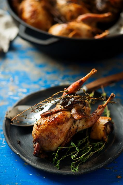 Roast Quail Recipes, Roasted Quail, Quail Recipes, Mushroom Stuffed, Cornish Game Hen, Game Hen, Porcini Mushrooms, American Dishes, International Food