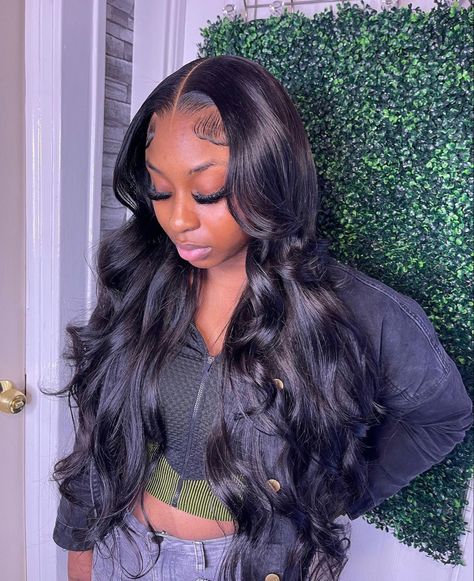 2k23 Prom, Middle Part Body Wave Wig, Weave Middle Part, Middle Part Body Wave, Birthday Hairstyle, Birthday Hairstyles, Fulani Braids, Wave Wig, Hair Ponytail