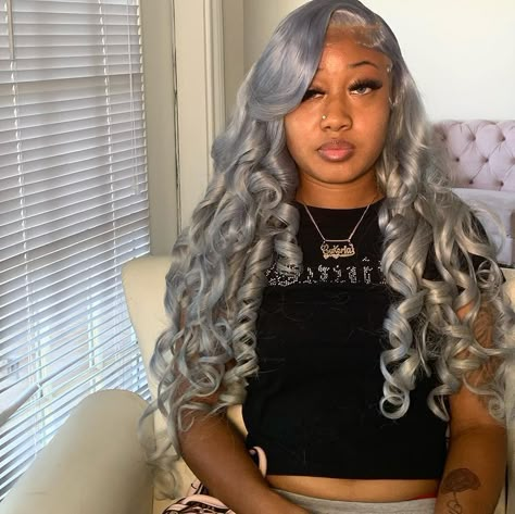 Sliver Gray Lace Wig, Silver Hair Frontal, Storm Grey Lace Front Wig, Silver Deep Wave Wig, Icy Grey Wigs For Black Women, Grey Hair Frontal, Dark Grey Wigs For Black Women, Grey Side Part Wig, Gray Wig Install