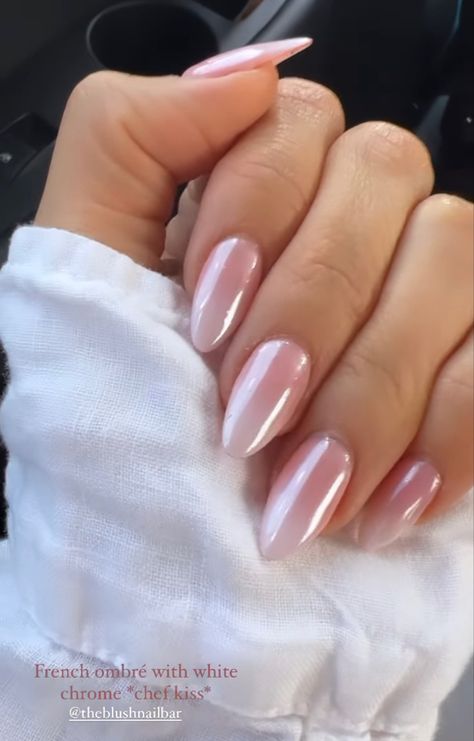 french ombré nails, michele maturo nails, nails inspo Ombré Pearl Nails, Pink Ombré Chrome Nails, Pink And White Ombre Nails With Chrome, French Ombre White Chrome, French Ombré Chrome Nails, Pink White Ombré Nails With Chrome, Classy Bride Nails, French Ombre With White Chrome, French Ombre With Chrome