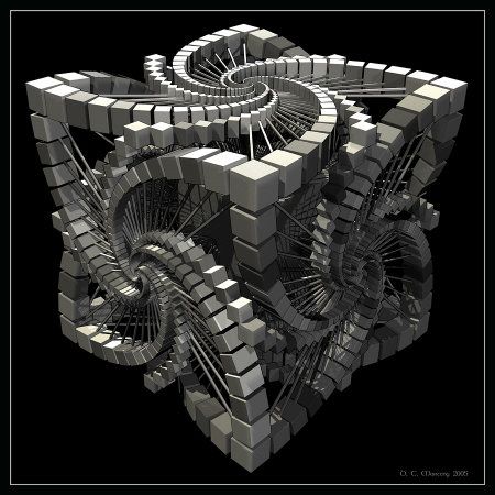 Very cool...reminds me of the Borg spaceship on Star Trek. Escher Art, Fractal Images, Images D'art, Art Fractal, Mc Escher, Digital Paintings, Math Art, Illusion Art, Op Art