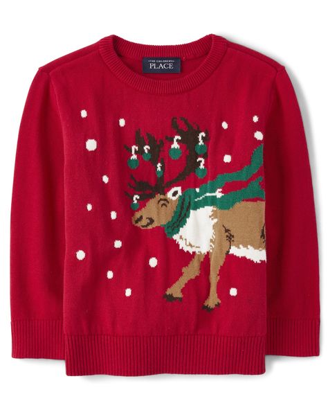 PRICES MAY VARY. SWEATER — He's cozy and cute in a sweater that will keep him warm. FABRIC — Made of 100% cotton yarn DESIGN — Features intarsia reindeer at front, rib-knit crew neck and long sleeves with rib-knit cuffs and hem STYLE — Pair with chino pants or jeans for so many different looks! THE CHILDREN'S PLACE — We offer a huge selection of kid's clothing! Shop us for jeans, shorts, leggings, chinos, polo shirts, dresses, pajamas, and accessories. Kids Holiday Outfits, Toddler Boy Sweater, Reindeer Sweater, Classic Sweater, Kids Clothes Boys, Making A Difference, Boys Sweaters, Boys Christmas, Knit Sleeve