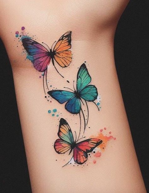 Bracelet Tattoo Ideas Female, 3 D Butterfly Tattoos For Women, Butterfly Tattoos Images, Colorful Butterfly Tattoo, Horoscope Tattoos, Mom Tattoo Designs, Butterfly Tattoos For Women, Clever Tattoos, Tattoos For Women Flowers