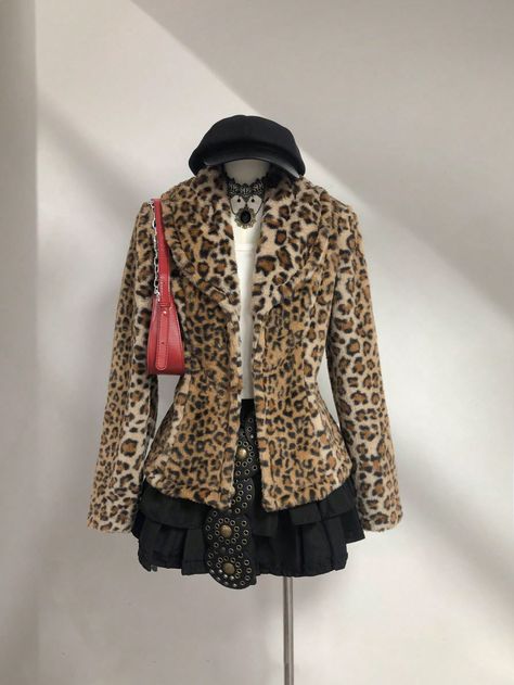 SHEIN Sweetro Women's New Autumn/Winter Leopard Print Lapel Rabbit Fur Jacket, VintageI discovered amazing products on SHEIN.com, come check them out! Leopard Print Jacket Outfit, Print Jacket Outfit, Leopard Print Fur Coat, Fur Jacket Outfit, Fur Outfit, Rabbit Fur Jacket, Leopard Jacket, Leopard Print Jacket, Women Coats