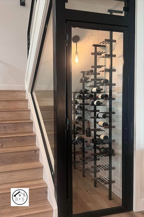 Under the stairs is such an underutilized space, but have you ever dreamed of using it for a wine room? These homeowners wanted this space for their wine collection and the finished product is an absolute beauty! Wine Closet Under Staircase, Under Steps Wine Cellar, Understair Wine Room, Under The Stair Wine Cellar, Dry Bar Under Stairs, Under The Stairs Wine Storage, Wine Rack Under Stairs, Wine Room Under Stairs, Aesthetic Engineer