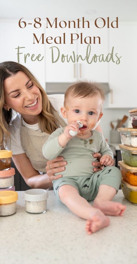 A 6 – 8 month old meal plan that you can prep ahead of time to save time and money! This meal prep will focus on iron-rich foods which is very important in this stage. Baby Meal Plan 6 Months, 8 Month Old Meal Prep, 6 Month Old Meal Plan, 8 Month Old Meal Plan, Meal Prep For 8 Month Old Baby, Baby Meal Plan, Meal Prep Plan, Meal Prep Plans, 6 Month Old Baby