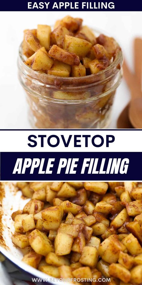 Make the best homemade apple pie filling! This recipe is quick and easy, with sweet cinnamon apples caramelized right on the stovetop. Apple Cranberry Pie, Apple Pie Oatmeal, Caramel Apple Cookies, Apple Pie Filling Recipes, Cinnamon Apple Pie, Homemade Apple Pie Filling, Homemade Apple Pie, Best Apple Pie, Pie Filling Recipes