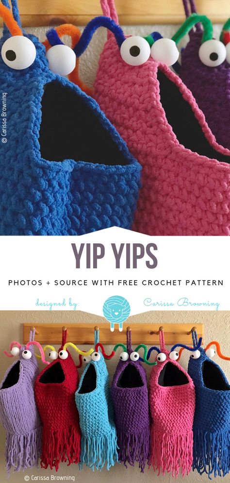 Yip Yips Free Crochet Pattern Crochet Zig Zag, Yip Yip, Crocheted Bags, Crochet Purse Pattern Free, Crochet Monsters, Crochet Shell Stitch, Crochet Bag Pattern Free, Bag Pattern Free, Crochet Humor