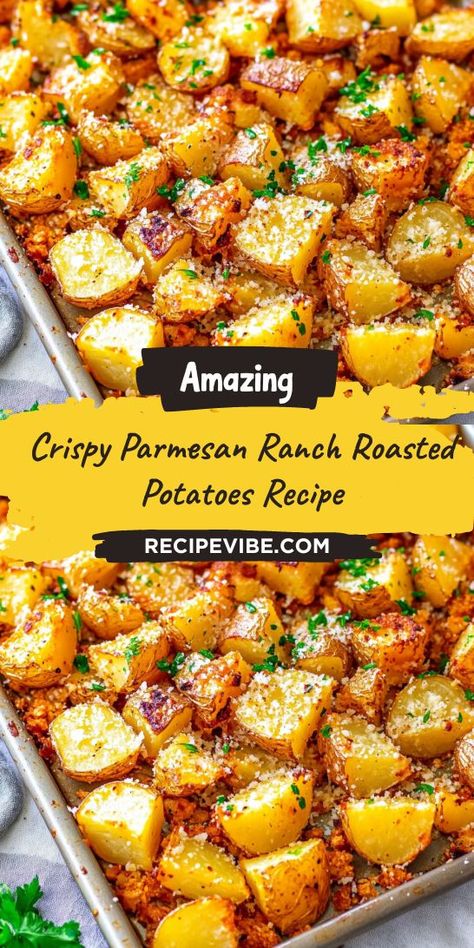 Searching for a standout side dish for your Christmas dinner? Crispy Parmesan Ranch Roasted Potatoes are the ideal complement to any holiday meal, offering both flavor and crunch. Be sure to save this recipe for your festive celebrations and wow your family and friends! Parmesean Potatoes, Ranch Roasted Potatoes, Roasted Ranch Potatoes, Ranch Potato Recipes, Parmesan Ranch, Crispy Parmesan Potatoes, Parmesan Roasted Potatoes, Ranch Potatoes, Roasted Potato Recipes