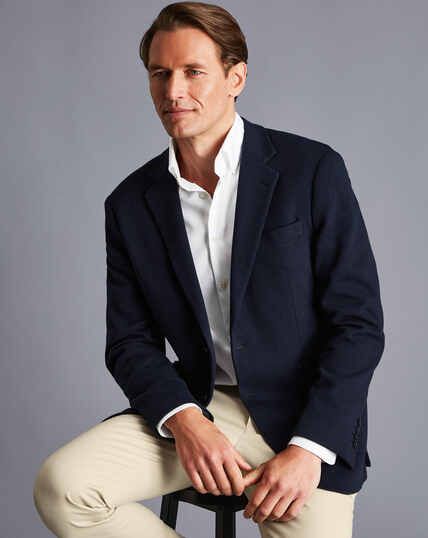 How to Wear a Blazer | Charles Tyrwhitt White Tuxedo Wedding, Navy Blazers, Charles Tyrwhitt Shirt, Sports Jackets, Oxford Brogues, Merino Sweater, Charles Tyrwhitt, Jersey Jacket, Guys Clothing Styles