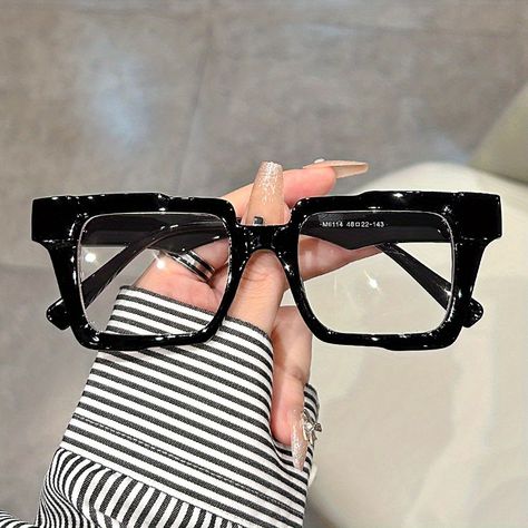 Faster shipping. Better service Black Square Glasses, Thick Glasses, Big Glasses, Flat Top Sunglasses, Accessories Blue, Women Eyeglasses, Eyeglasses Frames For Women, Clear Glasses, Fashion Street Style