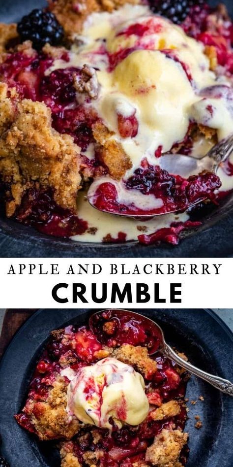 Apple And Blackberry Crumble Recipe, Peach Blackberry Crumble, Apple Berry Cobbler, Apple And Blackberry Recipes, Fall Crumble Recipe, Blackberry Apple Crisp, Apple Blackberry Betty, Blackberry Apple Cobbler, Apple Blackberry Crisp