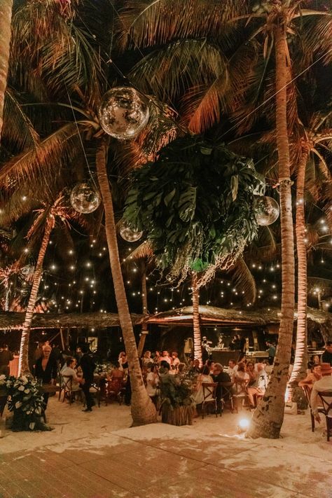 Dreamy Full of Palms Fiesta in Tulum Beach Side Tulum Party, Tropical Wedding Venue, Dreams Tulum, Beachfront Wedding, Jungle Wedding, Tropical Wedding Theme, Tulum Wedding, Tulum Beach, Dream Destination Wedding