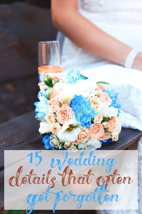 15 Small Wedding Details That Often Get Forgotten #wedding #bride #flowers Forgotten Wedding Details, Small Wedding Details, Wedding Bride Flowers, Wedding Agenda, Open Bar Wedding, Bar Wedding Reception, Small Wedding Photography, Romantic Outdoor Wedding, Details Photography