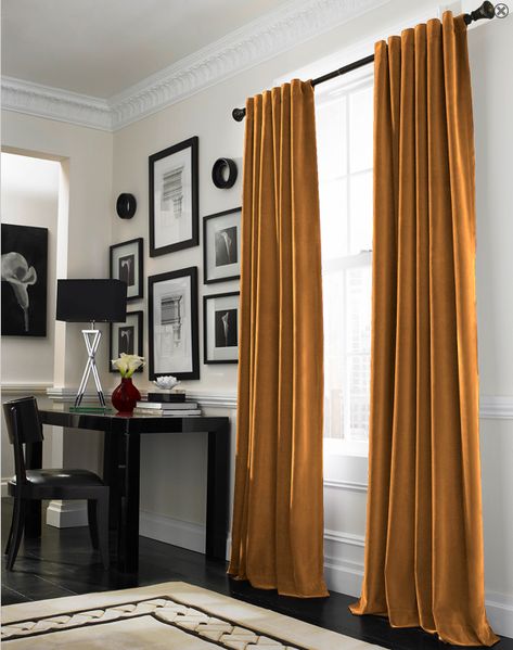 Curtainworks Messina Opulent Velvet Lined Drapery Red Curtains Living Room, Dining Room Window Treatments, Traditional Curtains, Dining Room Windows, Yellow Curtains, Yellow Bedroom, Grey Curtains, Curtains Living, Red Curtains