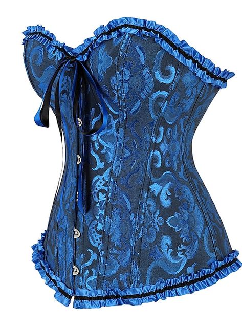 Medieval Corset, Corset Steampunk, Lantern Sleeve Sweater, Blue Corset, Floral Bustier, Waist Corset, Vintage Corset, Frill Tops, Women Corset