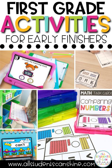 1st Grade Early Finishers, 1st Grade Enrichment Activities, Early Finishers First Grade, Early Finishers Activities 1st Grade, Morning Buckets, Math Early Finishers, Fast Finisher Activities, First Grade Phonics, Early Finishers Activities