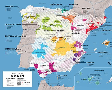 Download Wine Maps (Free Guides) | Wine Folly Spain Wine, Wine Region Map, Map Of Spain, Wine Folly, Wine Map, Wine Knowledge, Wine Education, Spanish Wine, Wine Guide