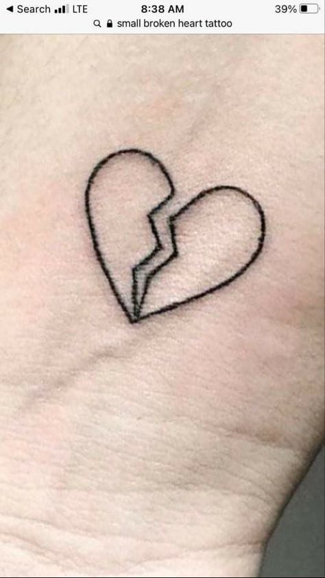 Heart Broke Tattoos, Broke Heart Tattoo, Heartless Tattoo, Hand Heart Tattoo, Heart Outline Tattoo, Small Face Tattoos, Heart Tat, Heart Tattoo On Finger, Herz Tattoo