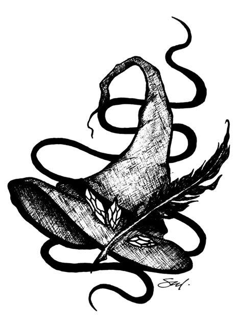 Wizard Hat Illustration, Wizard Hat Tattoo, Wizard Hat Drawing, Merlin Tattoo, Disc Dyeing, Witch Hat Drawing, Paul Booth, Witchy Tattoos, Wizard Tattoo