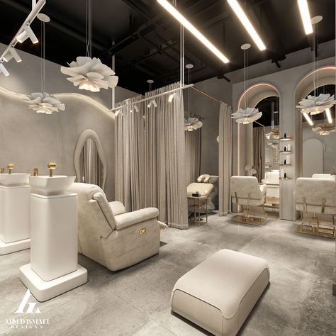 𝐋𝐔𝐗𝐔𝐑𝐘 𝐁𝐄𝐀𝐔𝐓𝐘 𝐒𝐀𝐋𝐎𝐍 :: Behance Women Salon Design, Spa Minimalist Design, Luxury Beauty Salon Design Interior, Luxurious Spa Design, Hair Beauty Salon Design, Makeup Shop Interior, Salon Suite Layout Floor Plans, Beauty Shop Ideas, Show Room Interior Design