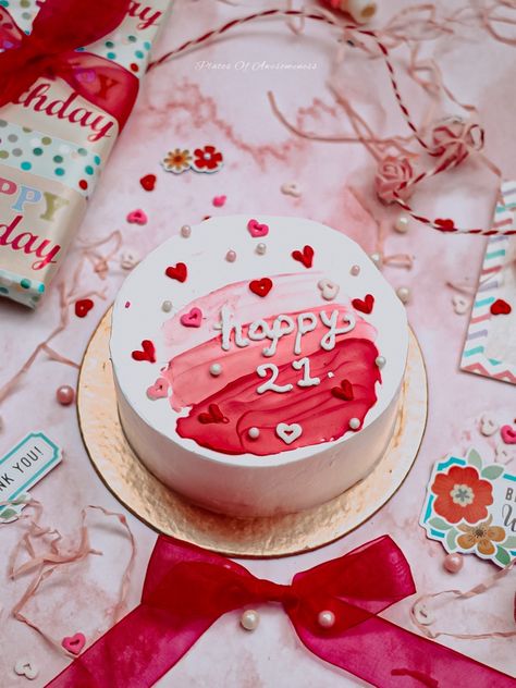 This bento cake is my 21st birthday cake i did this setup for my birthday theme shoot ❤️🌸✨ 21 Birthday Bento Cake, Cake Ideas For 21st Birthday Girl, Bento Cake Photoshoot, Bento Cake Photography, Bento Cake 21st Birthday, Aesthetic 21st Birthday Cake, Birthday Cake 21st Birthday Cake, 21 Cake Ideas 21st Birthday, Birthday Flatlay