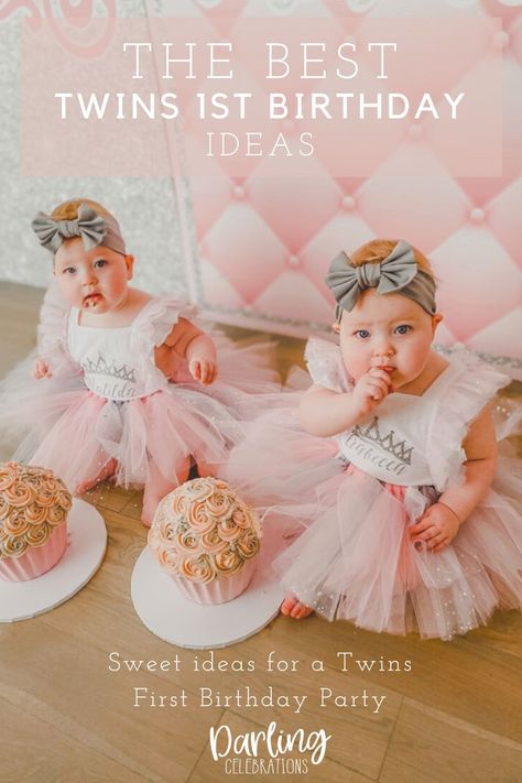 One Year Birthday Twins, First Twin Birthday Party Themes, 1st Birthday Twin Girl Theme, 1st Birthday Party Ideas Twins, Twin Girl 1st Birthday Themes, Twin Girls 1st Birthday Party Ideas, First Birthday Twin Girls Theme, First Birthday Themes Twins, Twin Girl Birthday Party Themes