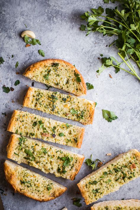 This easy homemade BEST garlic bread recipe has fresh herbs, tons of flavorful roasted garlic, and is perfectly toasted. This garlic bread is a guaranteed crowd-pleaser! Best Garlic Bread Recipe, Easy Garlic Bread Recipe, Best Garlic Bread, Bread Italian, Homemade Garlic Bread, Dishes To Make, Ambitious Kitchen, Garlic Bread Recipe, Compound Butter