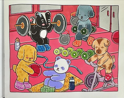 Gym things 😂💪🏻🏋️‍♀️✨ I don’t like this one but I want to post it anyway🥲💖 #bobbiegoods #bobbiegoodscoloringpages #bobbiegoodsart #bobbiegoodscoloringpage #bobbiegoodsfinished #bobbiegoodsgym #ohuhu #ohuhumarkers #gym #gymgirls #pinkgym #louisesinkandpages Bobbie Goods This And That, 80s Workout Outfit, Gym Things, Snow Texture, 80s Workout, Bobbie Goods, Ohuhu Markers, Pink Gym, Alcohol Markers