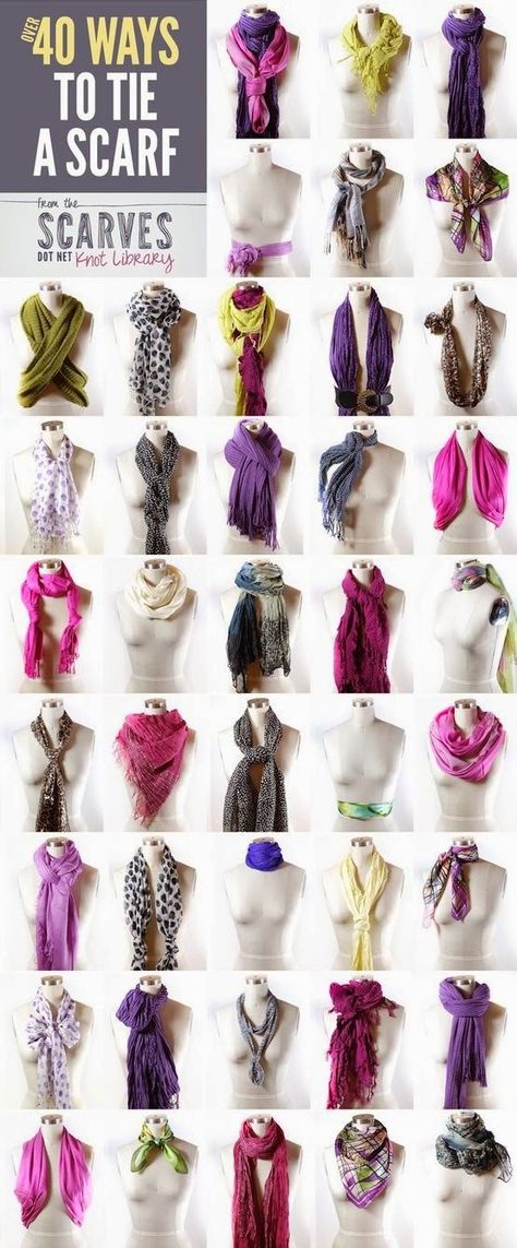 With winter here, it's time to pull out our favorite cozy and cute accessory for daily wear: scarves! There's not just two or three ways to cloak your neck. Check out the above Over 40 Ways to Tie a S Ways To Tie A Scarf, Ways To Tie Scarves, Scarf Vest, Tie A Scarf, Scarf Knots, Mode Tips, Scarf Tutorial, Ways To Wear A Scarf, How To Wear A Scarf