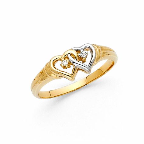 Created with Eselt - Templates and Image Hosting for eBay Sellers Send us a message Created with Eselt - Templates and Image Hosting for eBay Sellers Our Store Seller Profile Feedback Save this seller Contact Created with Eselt - Templates and Image Hosting for eBay Sellers 14k Two-tone Gold Cubic Zirconia Intertwined Heart Ring       This adorable double heart shaped ring is crafted of fine 14k two-tone gold. Featuring two open hearts in the center, each with a sparking round-cut cubic zirconia Ladies Gold Rings, Intertwined Hearts, Couple Ring Design, Double Heart Ring, Heart Promise Rings, Love Band, Gold Bride Jewelry, Gold Rings Fashion, Gold Ring Designs