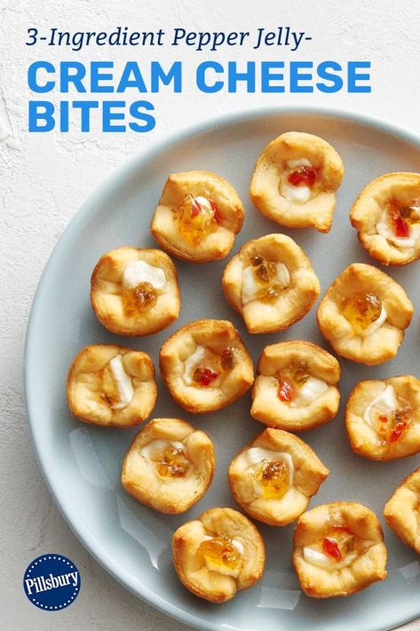 Pepper Jelly Crescent Rolls, Cream Cheese Bites, Pepper Jelly Recipes, Hot Pepper Jelly, Pillsbury Recipes, Dinner Snacks, Bite Size Appetizers, Best Appetizer Recipes, Pepper Jelly