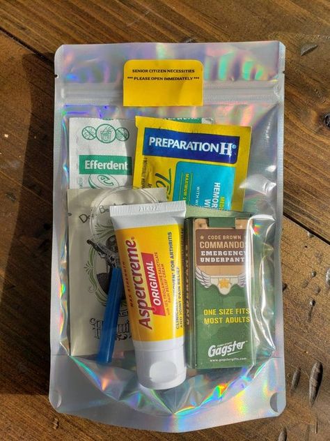 Senior Citizen Survival Kit, Gifts For Seniors Citizens, Over The Hill Gifts, Birthday Survival Kit, 50th Birthday Gag Gifts, Inappropriate Gift, Joke Gifts, Prank Gifts, Pain Relief Cream