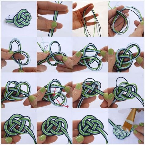 DIY INFINITY KNOT BRACELET by wanting Celtic Knots Diy, Celtic Knot Tutorial, Infinity Knot Bracelet, Wire Weaving Techniques, Sailor Knot Bracelet, Teen Crafts, Diy Rope Basket, Knots Diy, Knots Tutorial