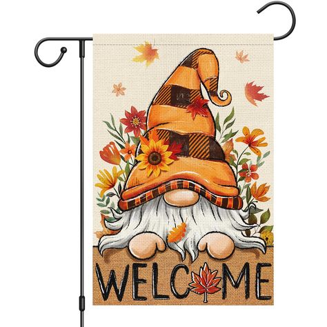 PRICES MAY VARY. FALL GARDEN FLAG - Our fall garden flag is made of 100% Spun Polyester material, weather resistant,and fade-resistant. High-strength double stitching ensures durability. GNOME GARDEN FLAG SIZE - Fall garden flag is 12x18 inch, the hanging sleeve of lawn flag is 2 inch, it fits most standard flag poles. Garden flag is Light but strong enough to hold throughout the holiday season. NOTE: Only 1pc fall garden flag. Not Including Flagpole and Stand. DOUBLE-SIDED PRINTING - Garden fla Maple Leaf Flag, Fall Flags, Fall Garden Flag, Burlap Garden Flags, Fall Gnome, Welcome Banner, Fall Art, Outdoor Holiday Decor, Welcome Fall