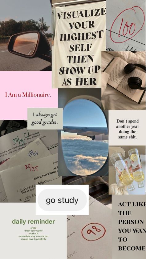 Vision Board Inspiration Affirmations, Goal Collage Inspiration Boards, Vision Board Student Aesthetic, 2024 Vision Board Student, Top Student Aesthetic Wallpaper, Study Vision Board Pictures, Vision Board Manifestation Study, Academic Vision Board Pictures, August 2023 Aesthetic