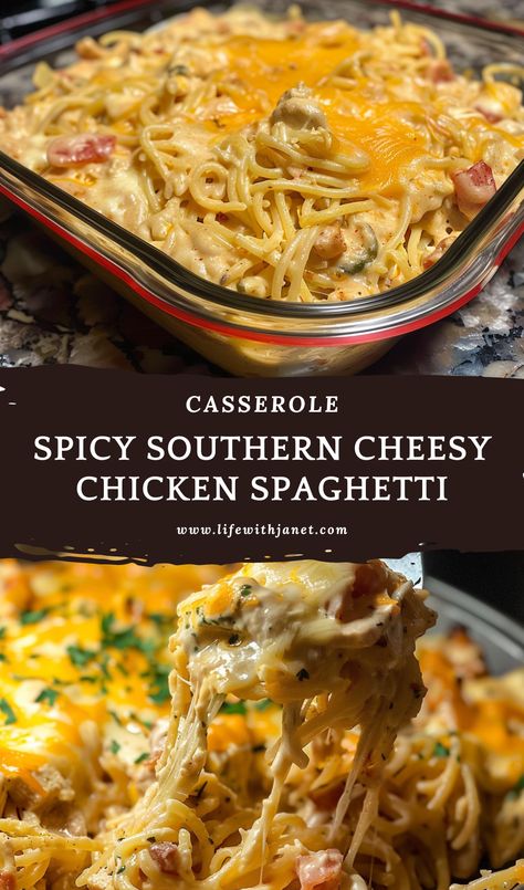 Casserole Recipes Southern, Easy Yummy Casserole Recipes, Shredded Chicken And Pasta Recipes Easy, Pasta Recipe With Rotisserie Chicken, Chicken Pasta With Rotel, Hotel Chicken Spaghetti, Canned Chicken Spaghetti Recipes, Leftover Rotisserie Chicken Recipe Ideas, Church Lady Chicken Casserole